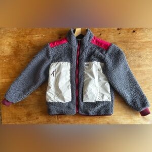 Figs Selwyn Sherpa Jacket Bomber Full Zip Gray Pink Size XS